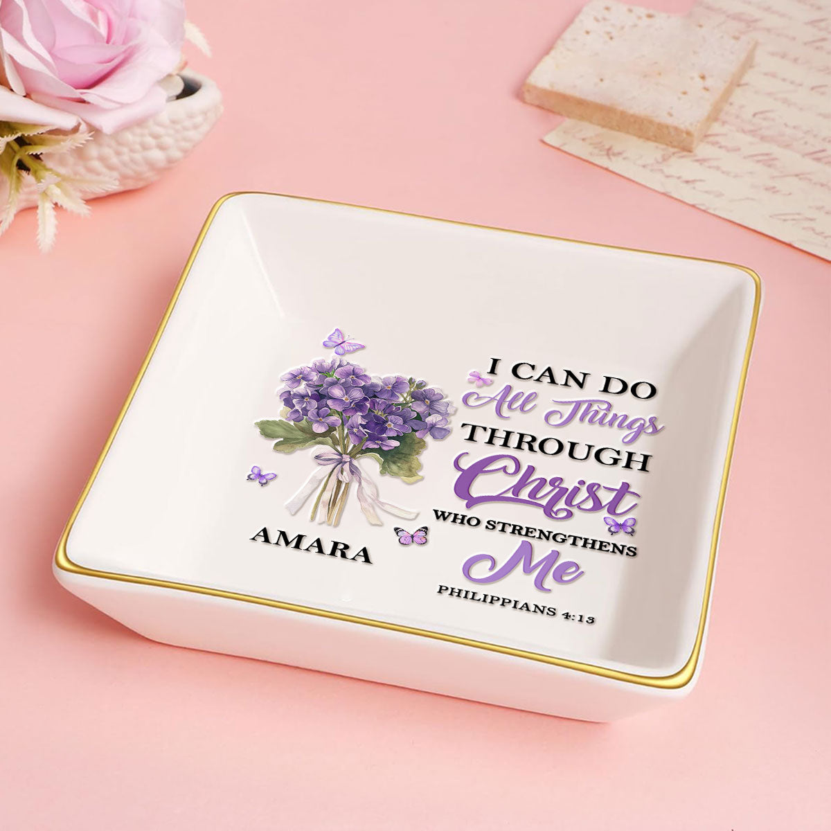 I Can Do All Things Through Christ Who Strengthens Me - Personalized Jewelry Dish