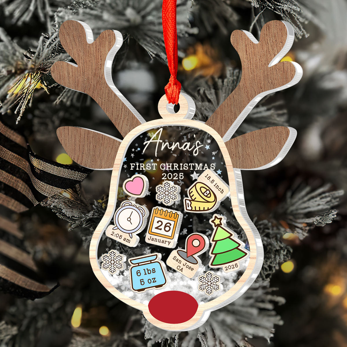 Baby First Christmas - Personalized 3 Layered Christmas Shaker Ornament