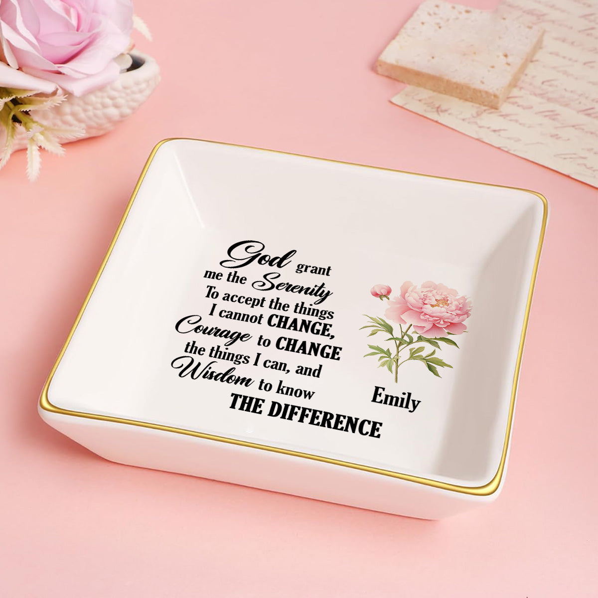 The Serenity Prayer Birth Month Flowers - Personalized Jewelry Dish FCJDLETN2261TA