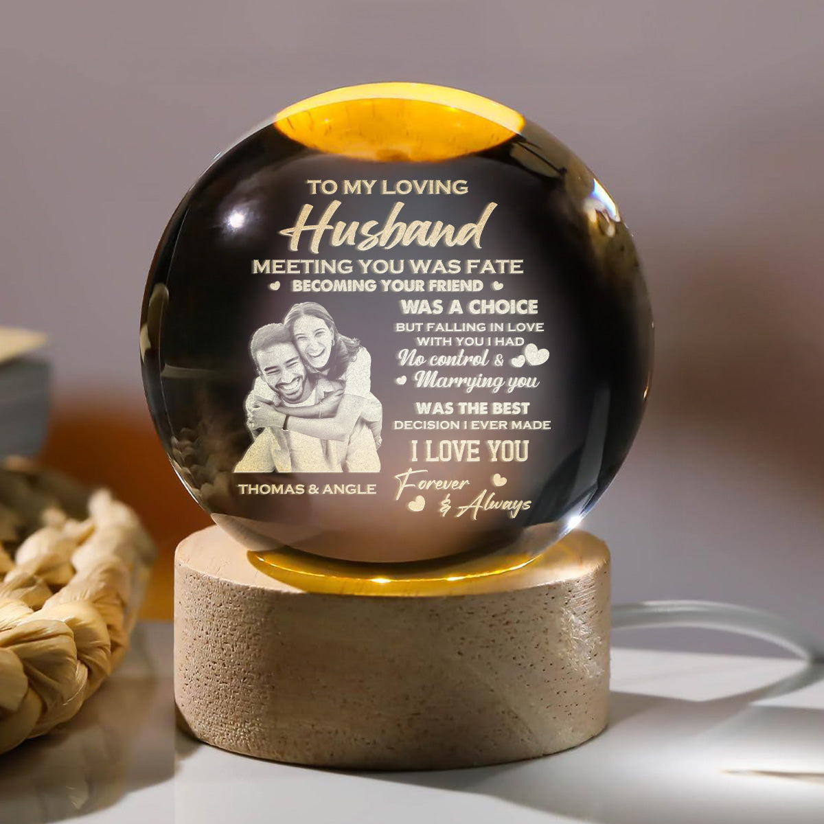 Meeting You Was Fate - Personalized Crystal Ball Night Light