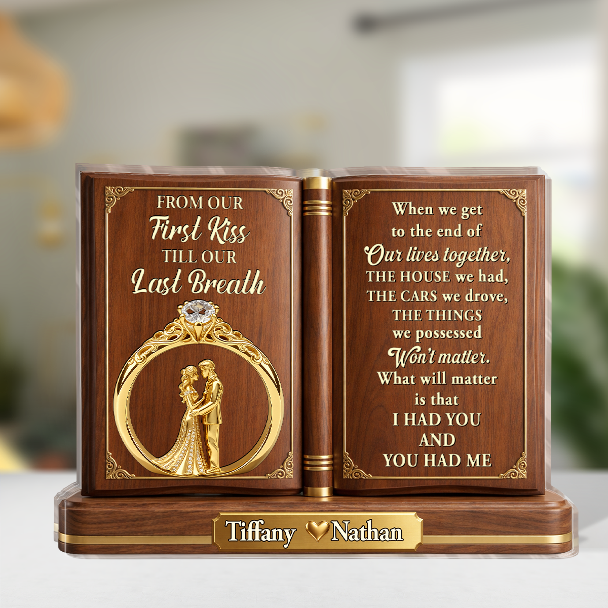 From Our First Kiss Till Our Last Breath - Personalized Custom Shaped Acrylic Plaque
