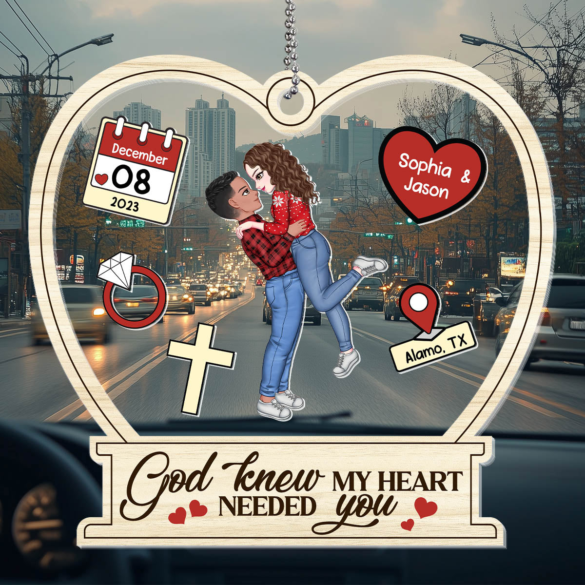 God Knew My Heart Needed You - Personalized Car Shaker Ornament