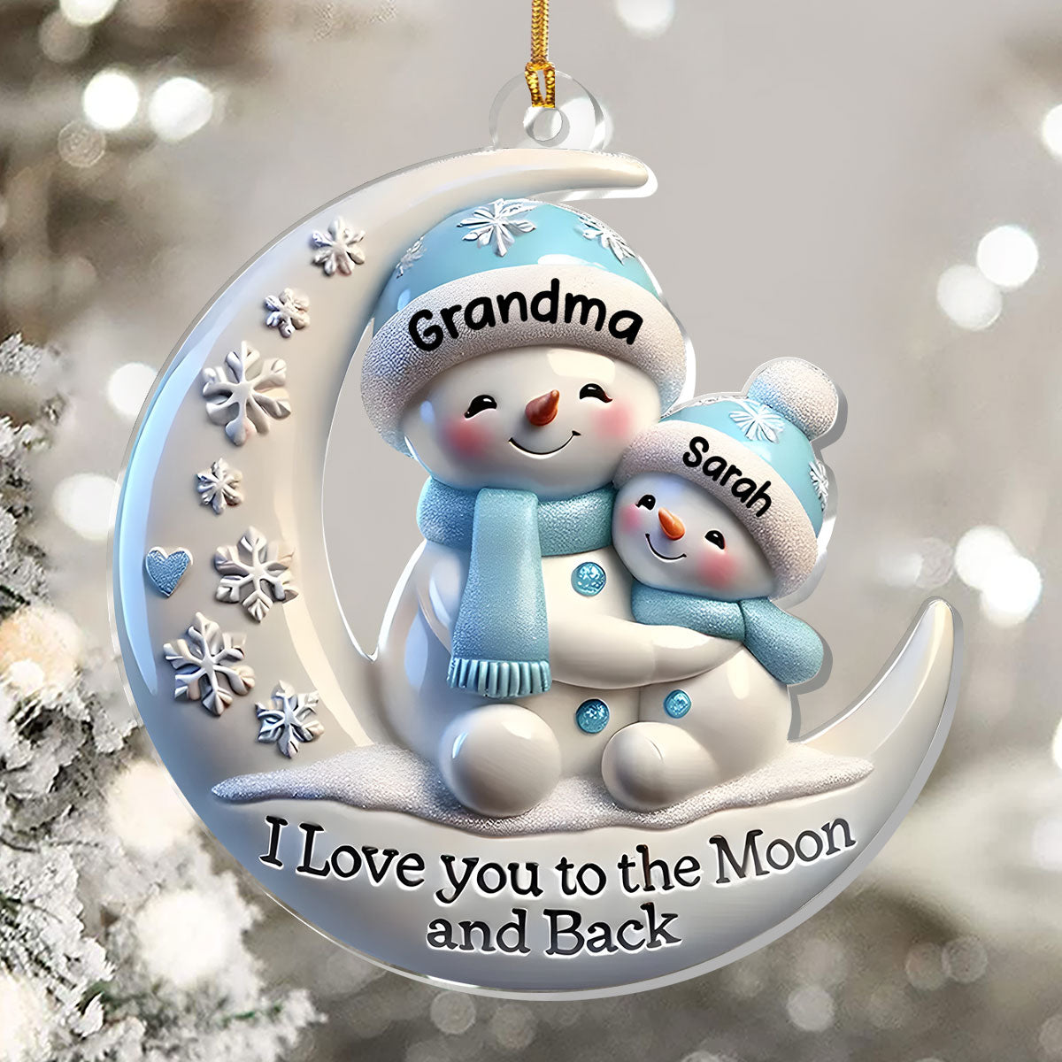 Grandma & Me Moonlight Snuggle - Personalized 1-Layer Acrylic Ornament