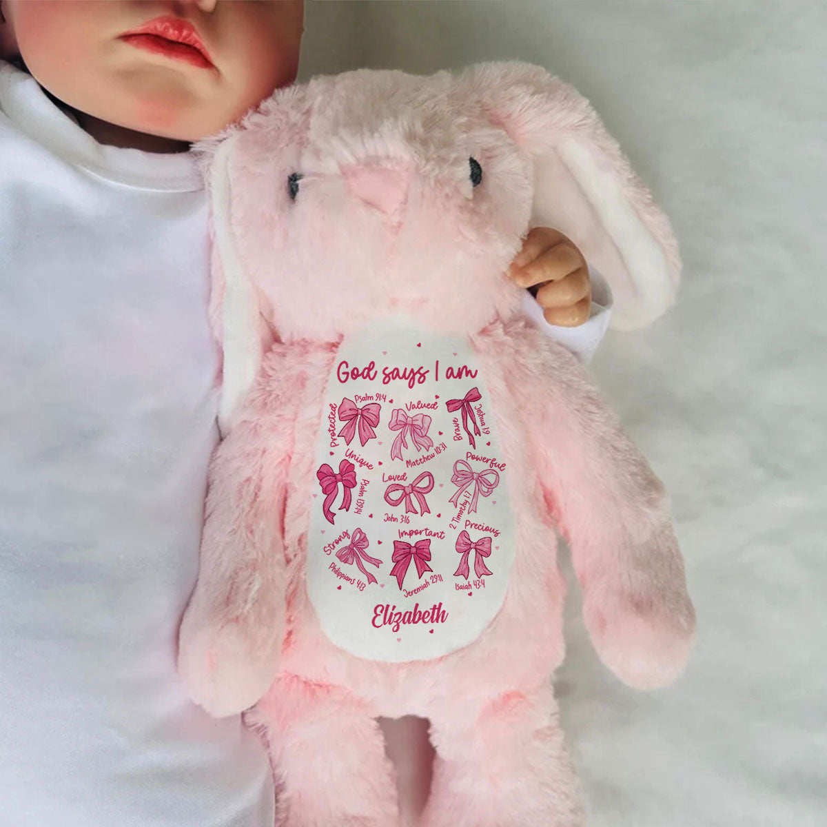 I Am Who He Says I Am - Personalized Stuffed Bunny