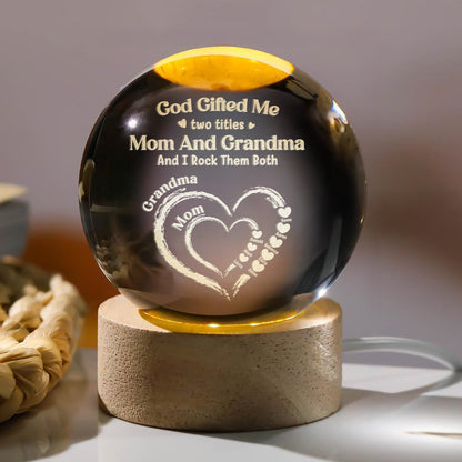 God Gifted Me Two Titles - Personalized Crystal Ball Night Light
