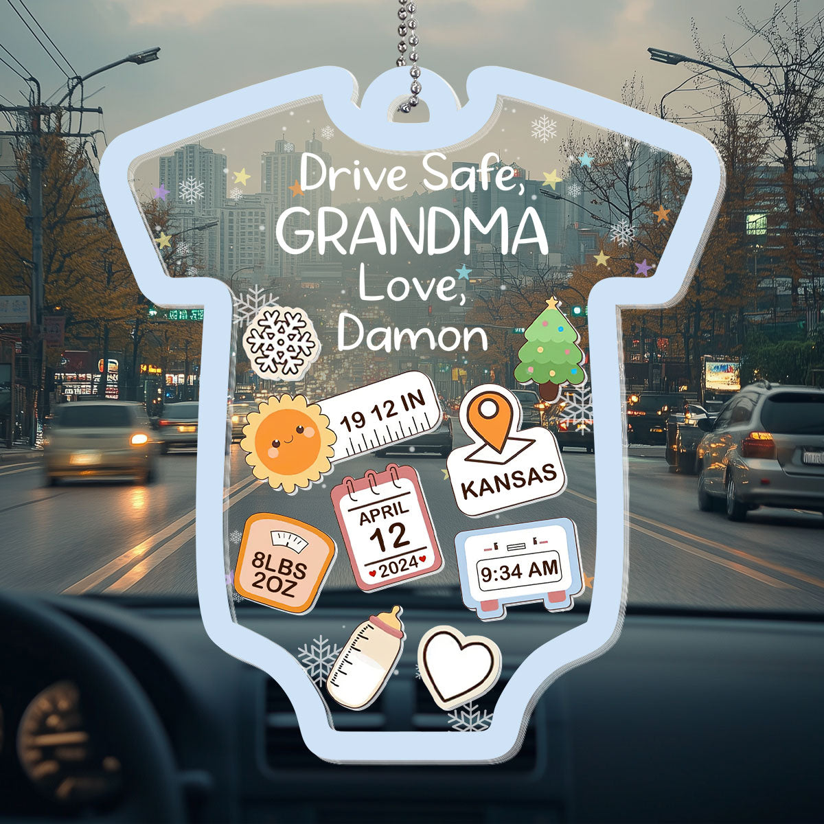 Drive Safe I Love You Baby - Personalized Car Shaker Ornament