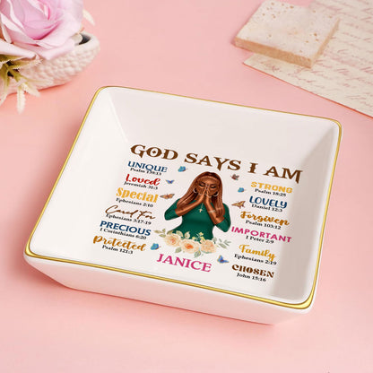 God Says I Am - Personalized Jewelry Dish FCJDLEHA1919D