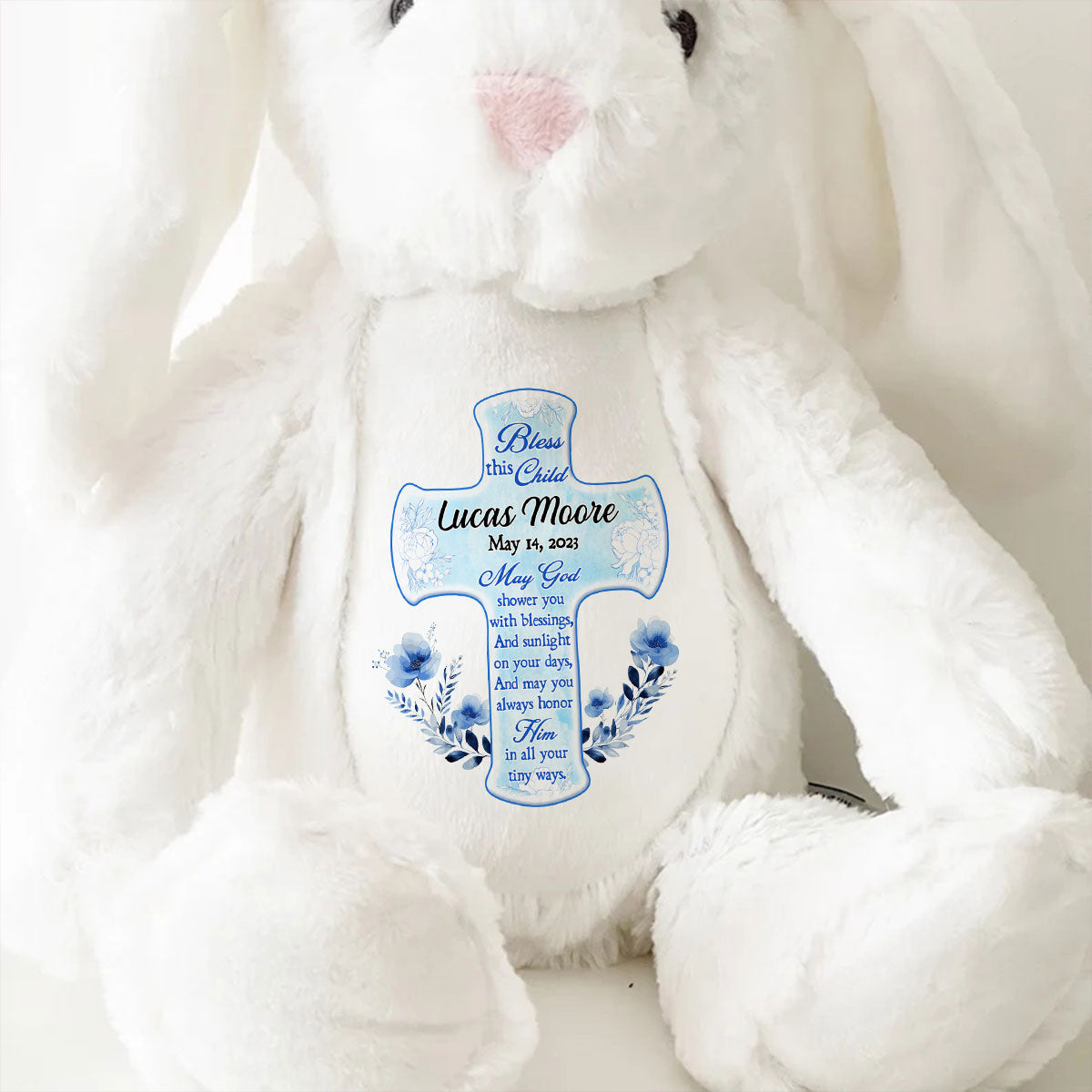 Bless This Child - Personalized Stuffed Bunny