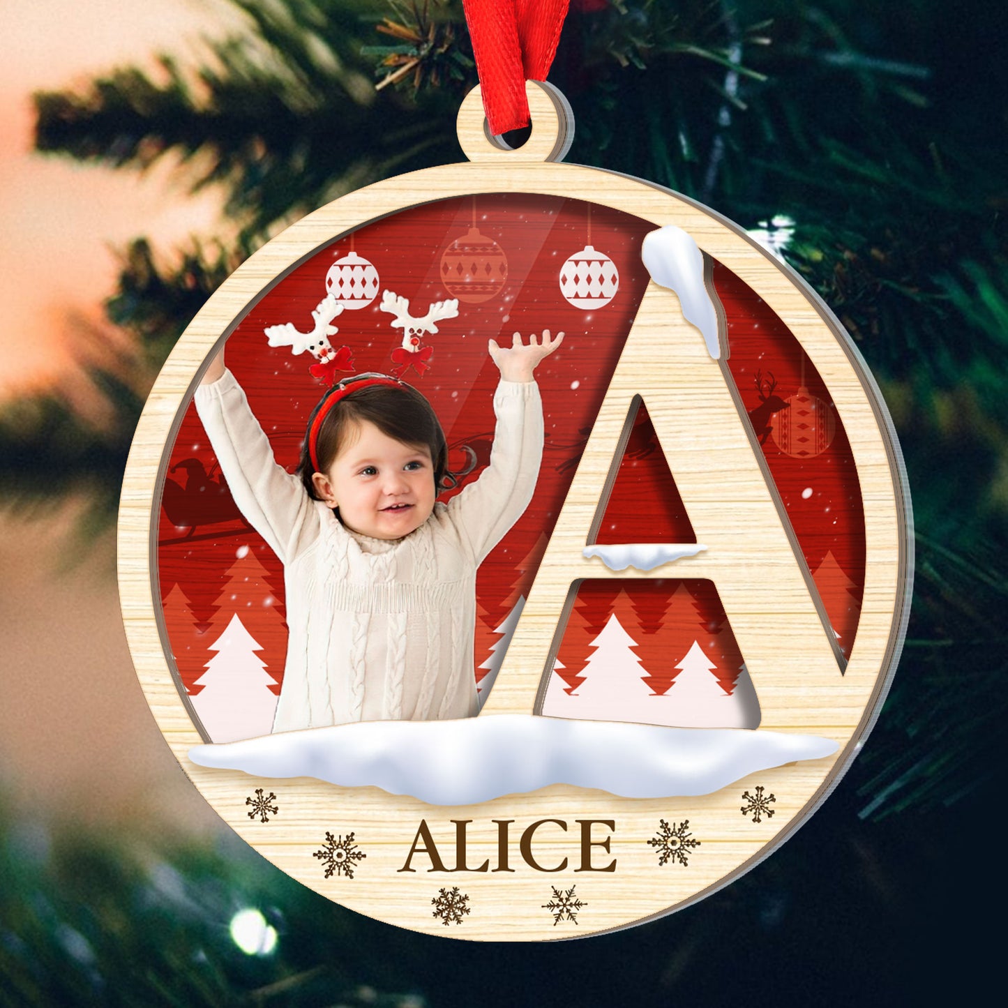 Baby Letter Name - Personalized Wood & Acrylic Ornament