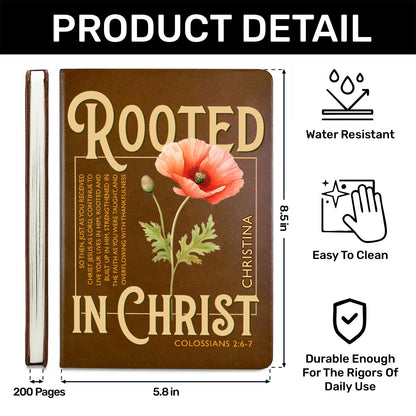 Rooted In Christ - Personalized Leather Cover Notebook