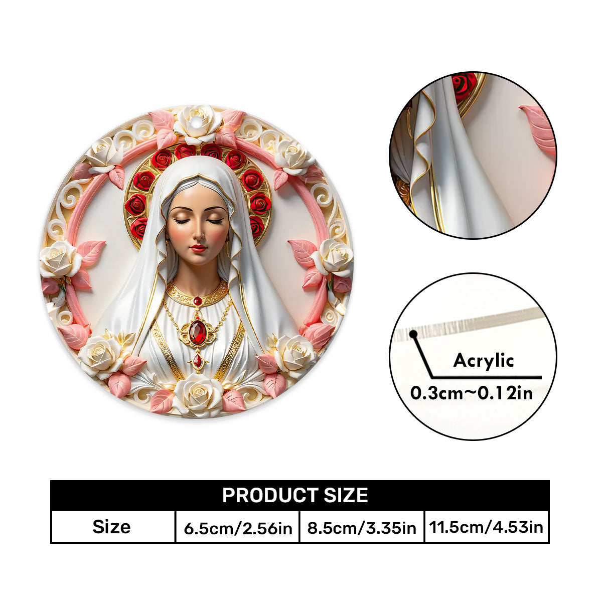 Virgin Mary - Personalized 1-Side Car Acrylic Hanging Ornament