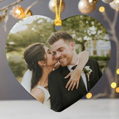 First Anniversary Paper Wedding - Personalized Heart Shaped Ceramic Ornament FCHCOLETN2592M