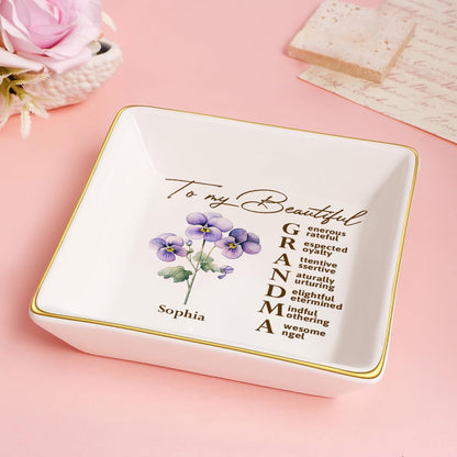 To My Beautiful Grandma - Personalized Jewelry Dish