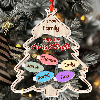 Family Makes Life Merry And Bright - Personalized 3 Layered Christmas Shaker Ornament FCCSOLETN2754M