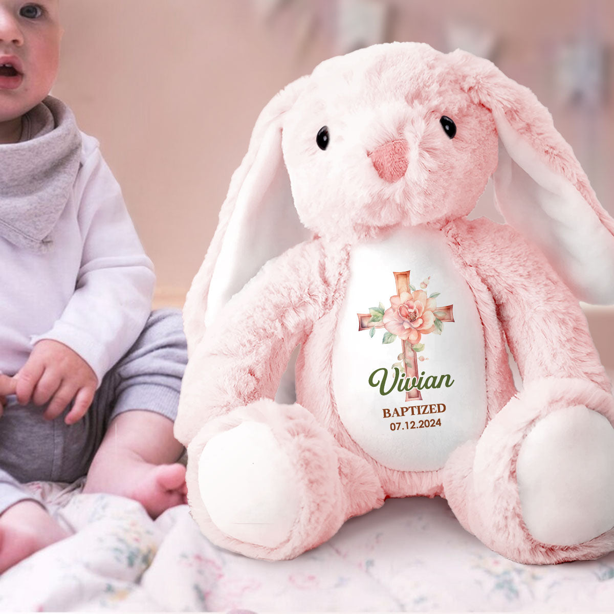 Kid Christening Day - Personalized Stuffed Bunny