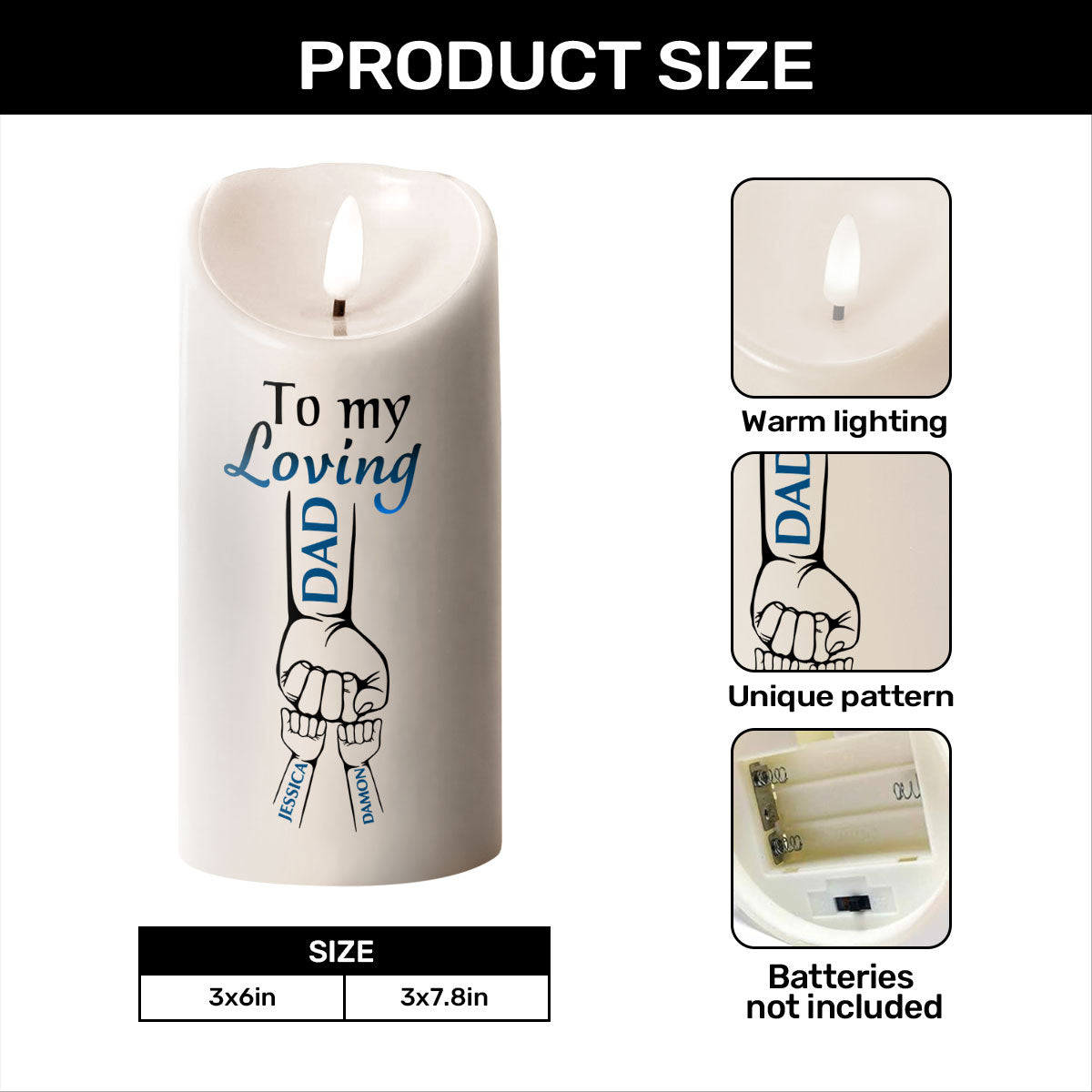 To My Loving Dad Grandpa Uncle - Personalized Flameless LED Candle