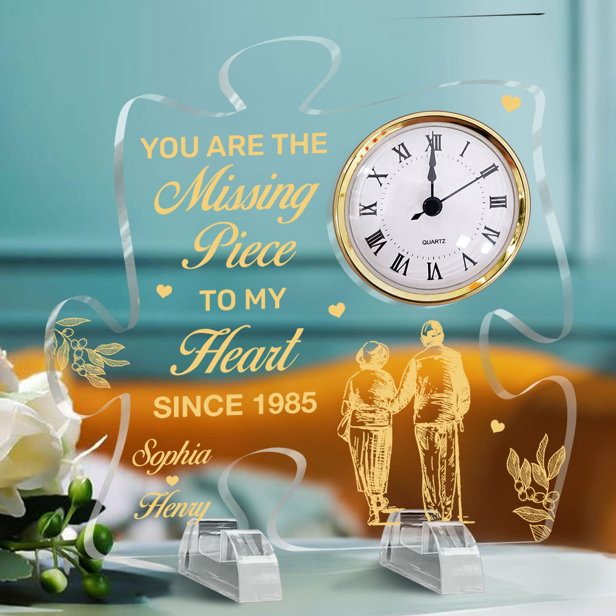 You Are The Missing Piece To My Heart - Personalized Acrylic Desk Clock