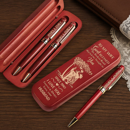 I Love You Forever & Always - Personalized Wooden Pen Set