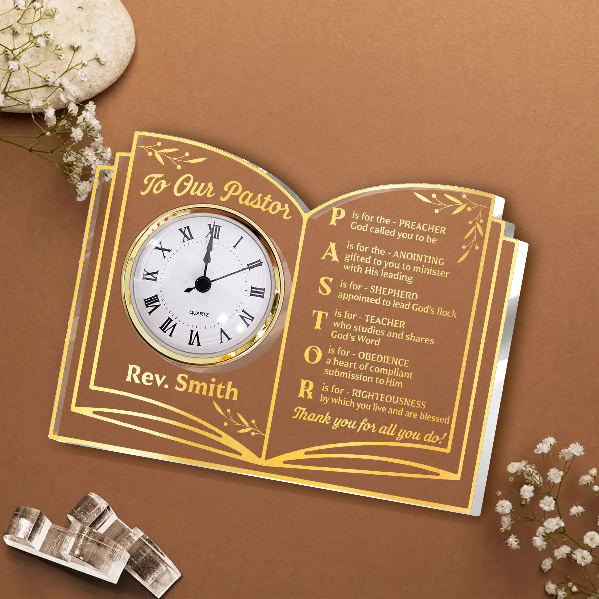 Thank You Pastor - Personalized Acrylic Desk Clock