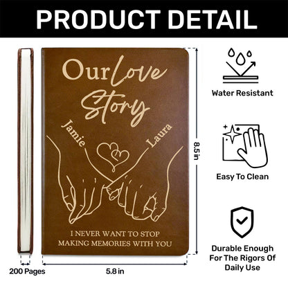 Our Love Story - Personalized Leather Cover Notebook