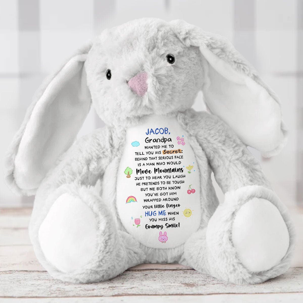 Grandpa Wants To Tell You - Personalized Stuffed Bunny