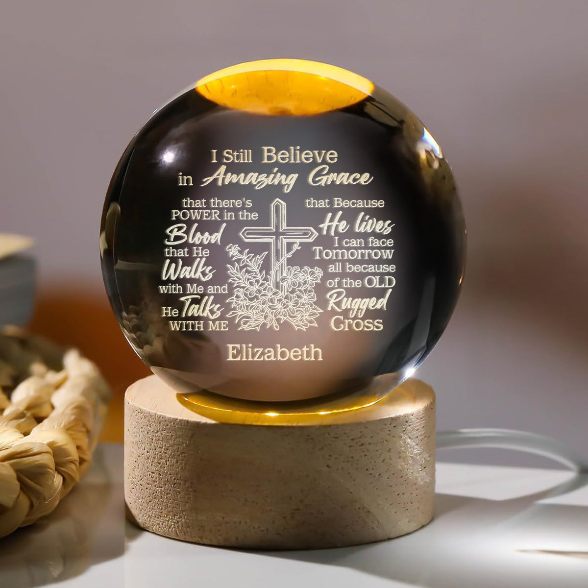 Amazing Grace - Personalized Crystal Ball Night Light