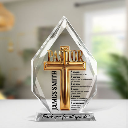 To My Pastor - Personalized Custom Shaped Squared Acrylic Plaque