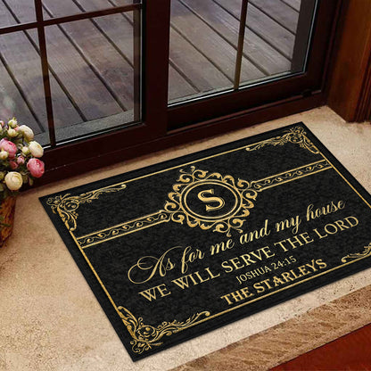 As For Me And My House We Will Serve The Lord - Personalized Doormat
