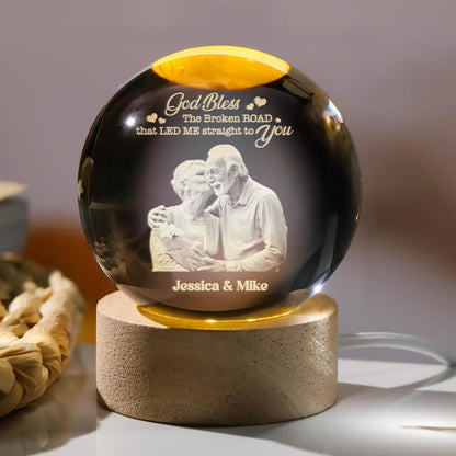 God Bless Our Love - Personalized Crystal Ball Night Light
