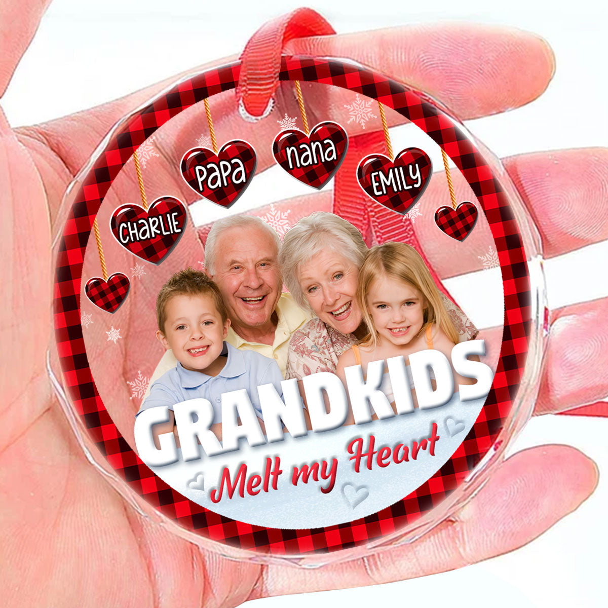 Grandkids Melt My Heart - Personalized Custom Glass Ornament FCURGOPLEHA2718M