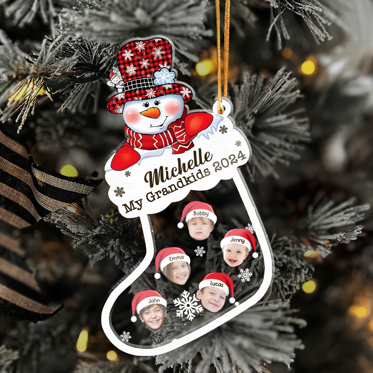 Grandkids - Personalized 3 Layered Christmas Shaker Ornament FCCSOLETN2529L