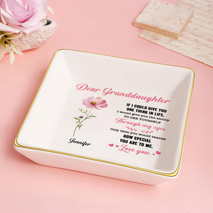 Gift To Daughter, Granddaughter Birth Month Flowers - Personalized Jewelry Dish FCJDLETN2336TA