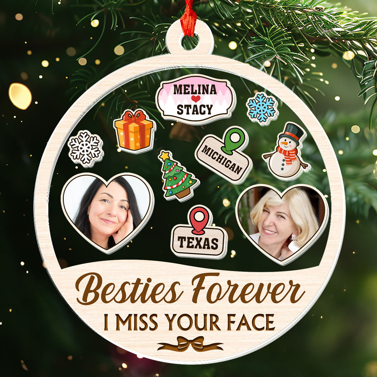 I Miss Your Face - Personalized 3 Layered Christmas Shaker Ornament