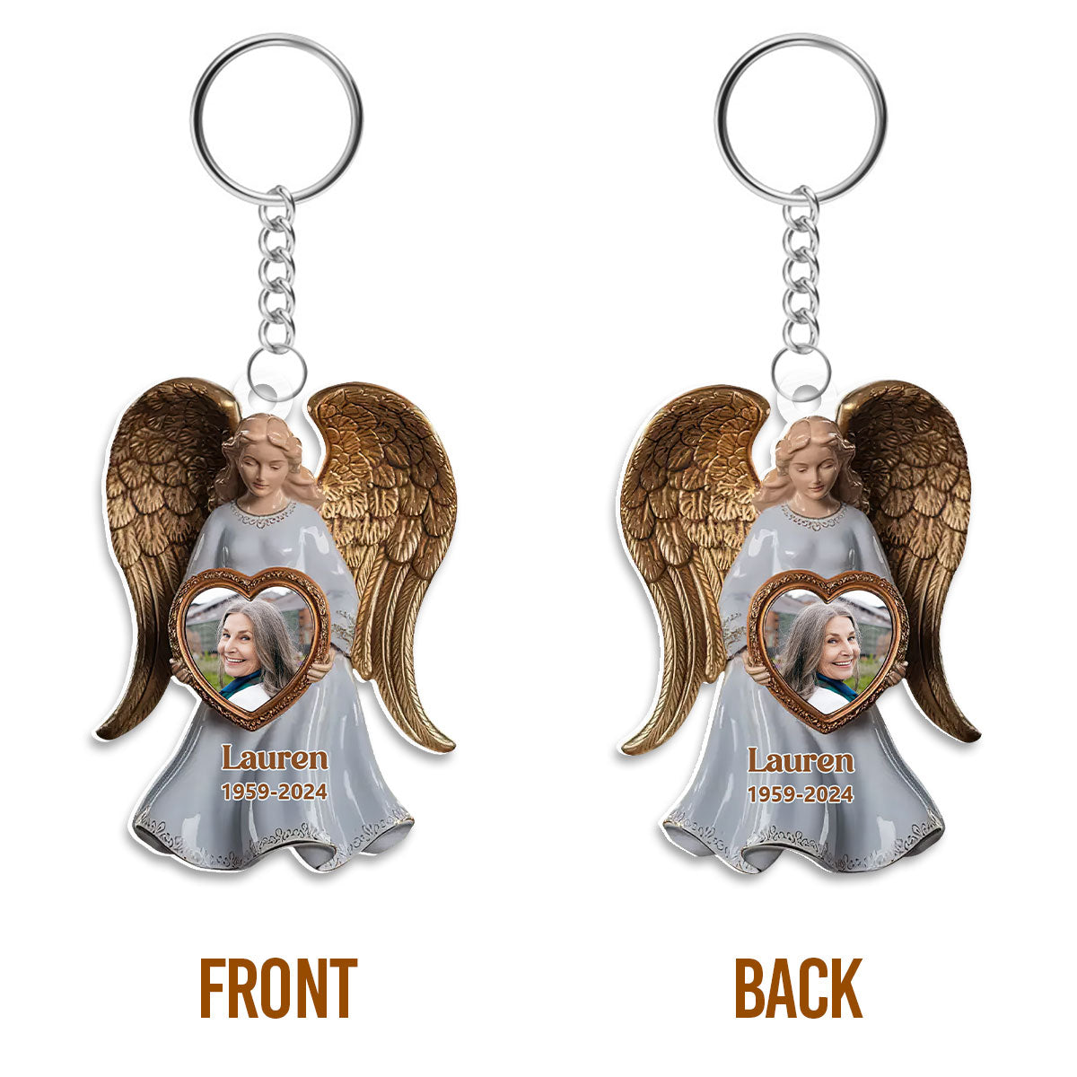 On Angel’s Wings - Personalized Acrylic Keychain