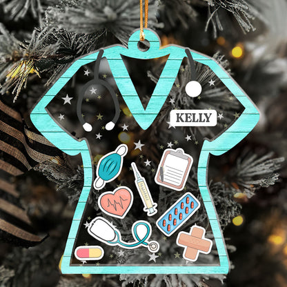 Nurse Christmas 2024 - Personalized 3 Layered Christmas Shaker Ornament FCCSOLEHA2482M