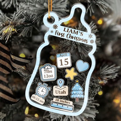 Baby's First Christmas Baby Bottle - Personalized 3 Layered Christmas Shaker Ornament FCCSOLEHA2469L