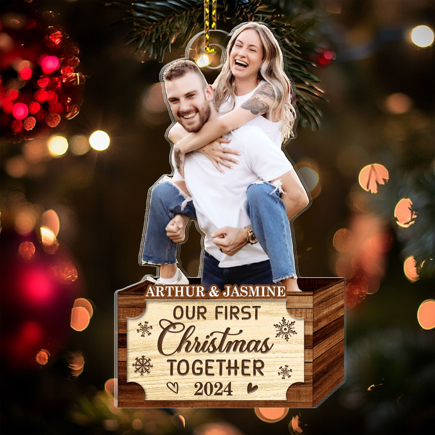 First Christmas Couple - Personalized 1-Side Acrylic Ornament FCACOLEHA2319M