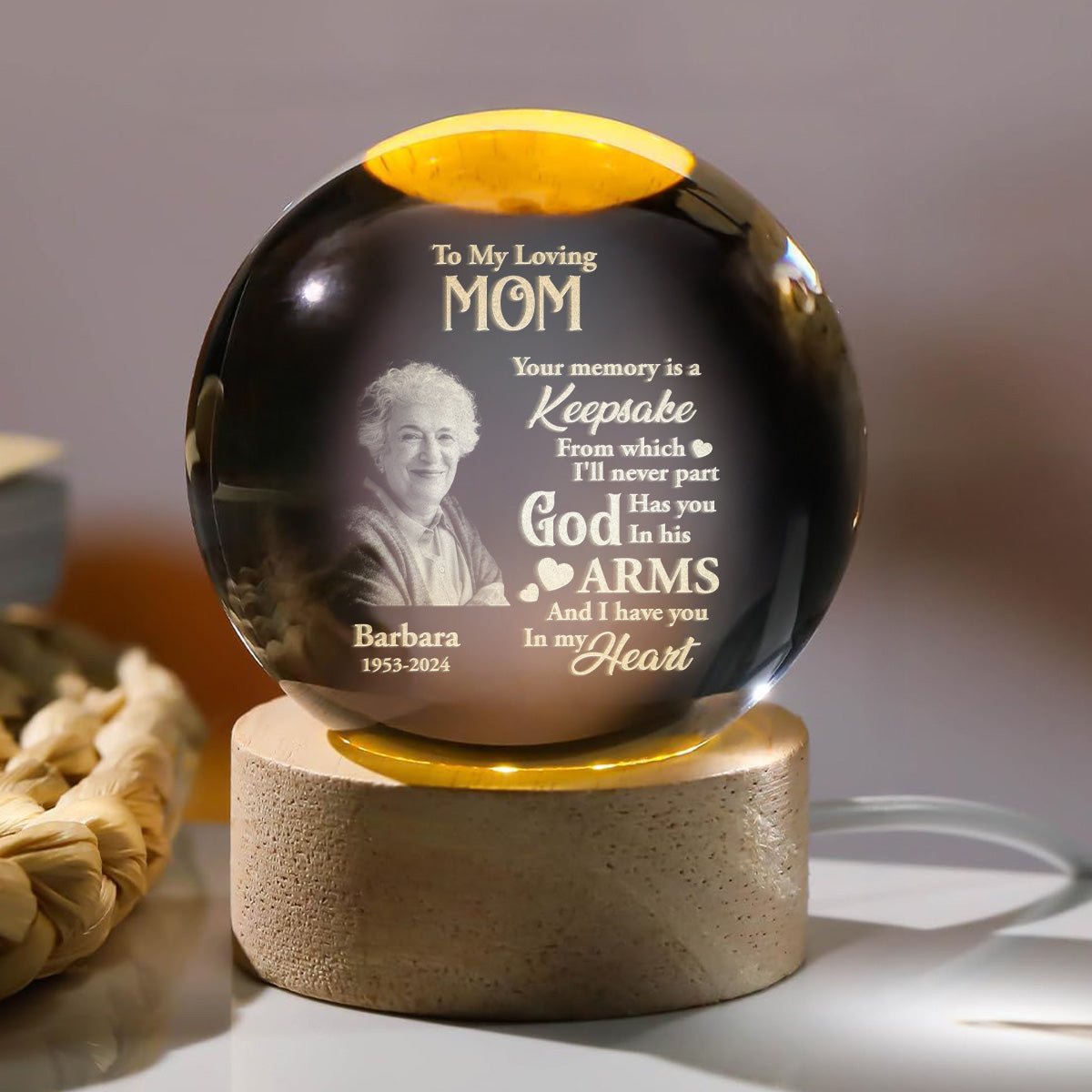 Your Memory Is A Keepsake - Personalized Crystal Ball Night Light