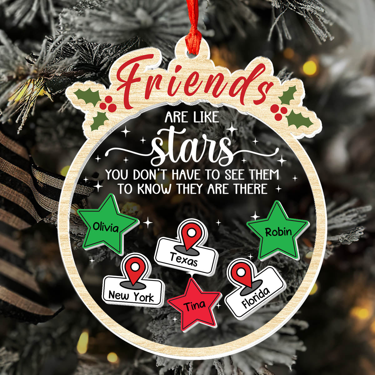 Besties Are Like Stars - Personalized 3 Layered Christmas Shaker Ornament