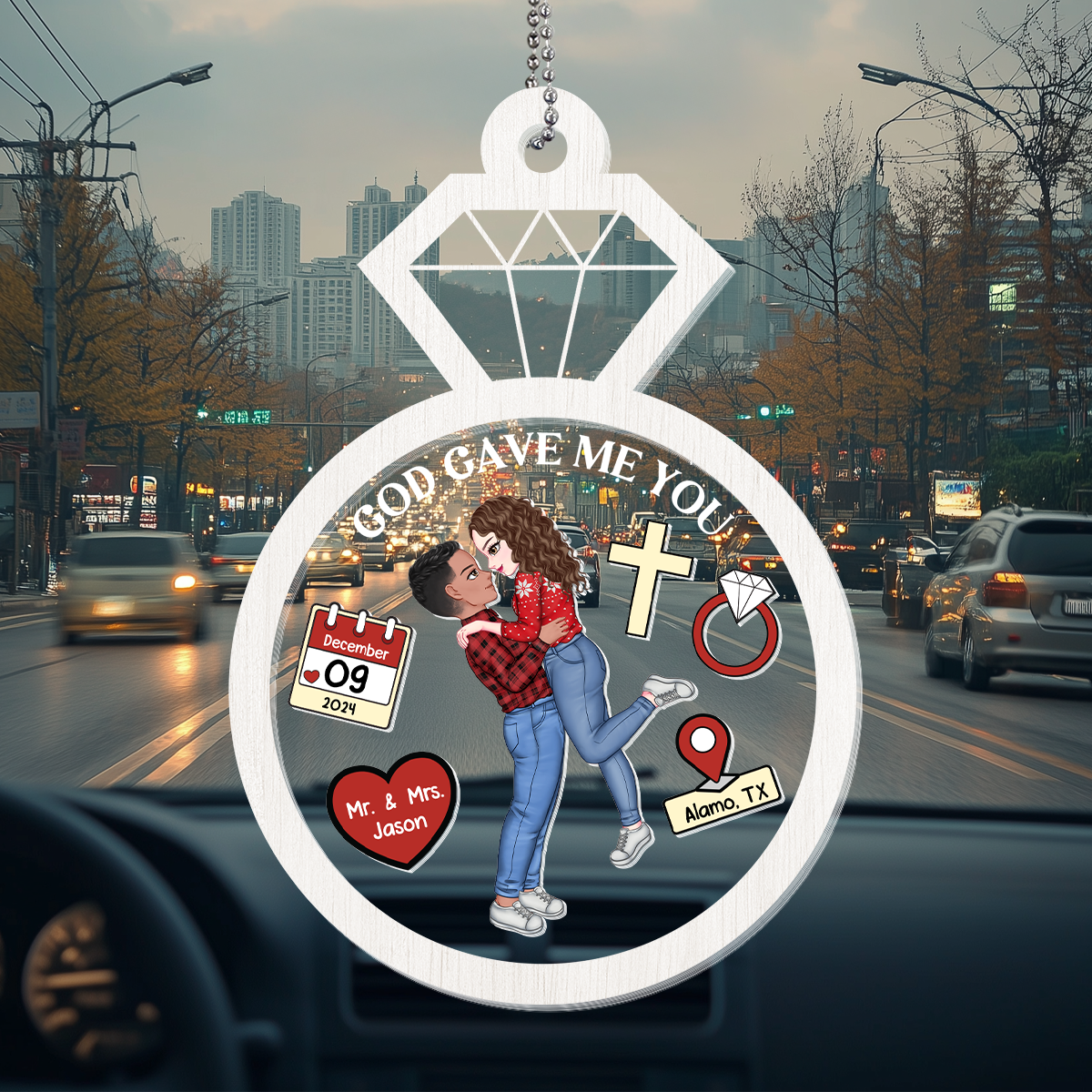 God Gave Me You - Personalized Car Shaker Ornament