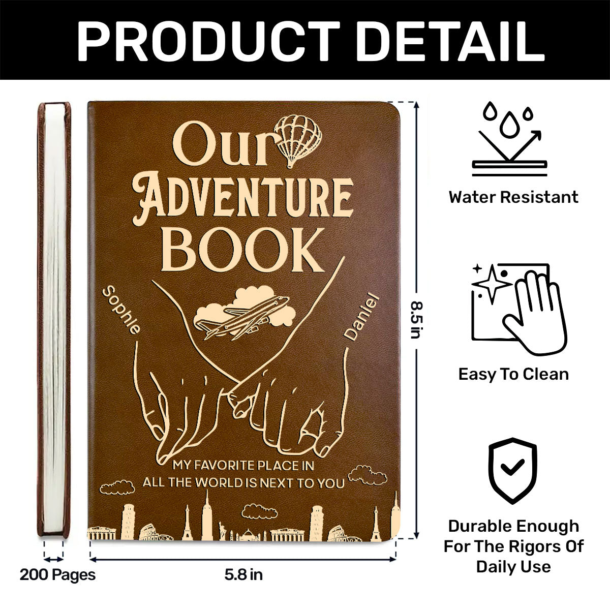 Our Adventure Book Couple - Personalized Leather Cover Notebook