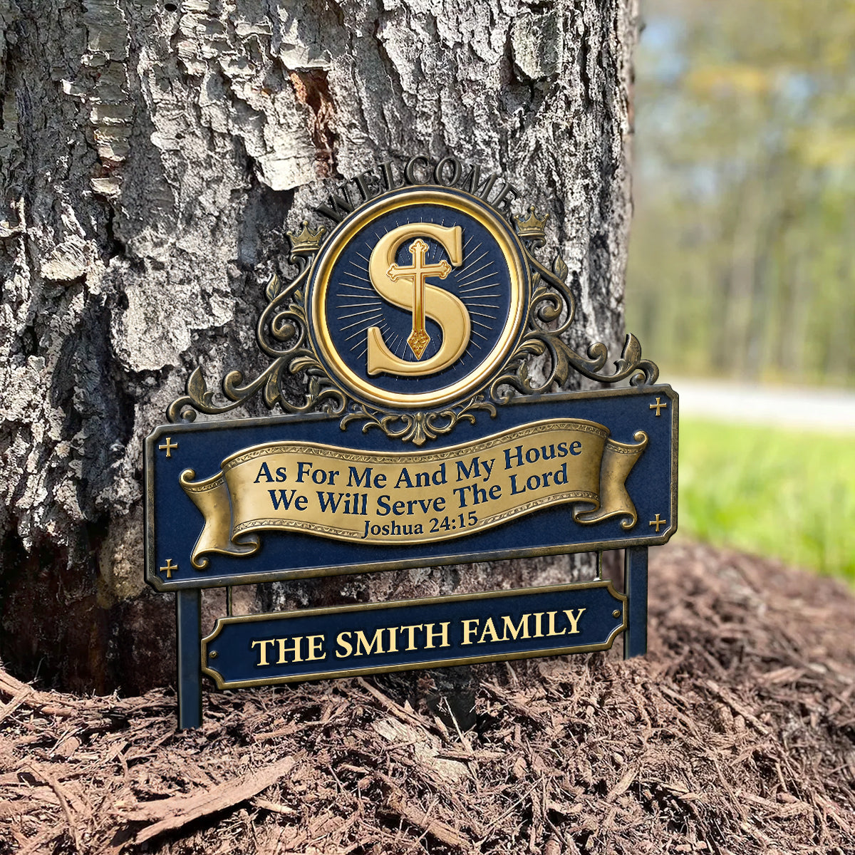 As For Me And My House We Will Serve The Lord - Personalized Metal Garden Stake