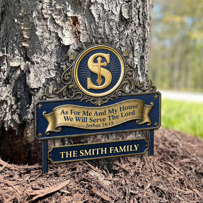 As For Me And My House We Will Serve The Lord - Personalized Metal Garden Stake