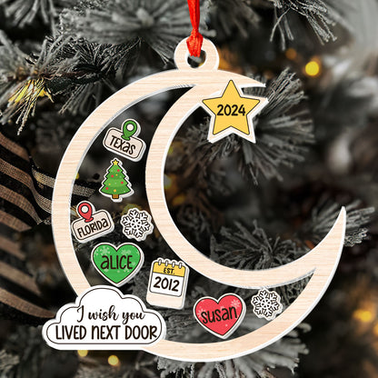 I Wish You Lived Next Door Besties - Personalized 3 Layered Christmas Shaker Ornament