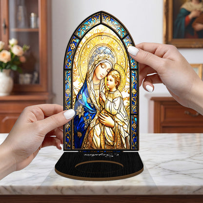 Blessed Mother And Child - Personalized Candle Holder