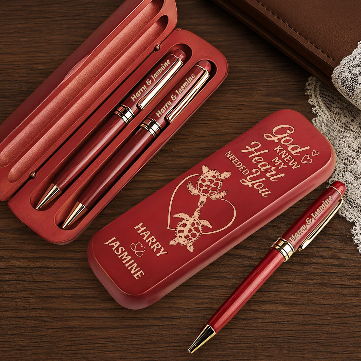 God Knew My Heart Needed You - Personalized Wooden Pen Set