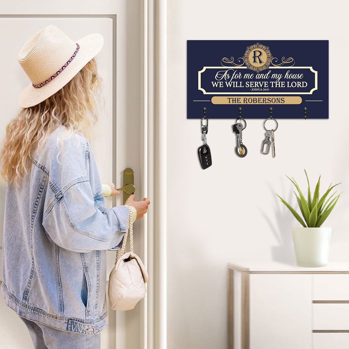 As For Me And My House We Will Serve The Lord - Personalized Key Holder FCUWKHCSLEH1740M