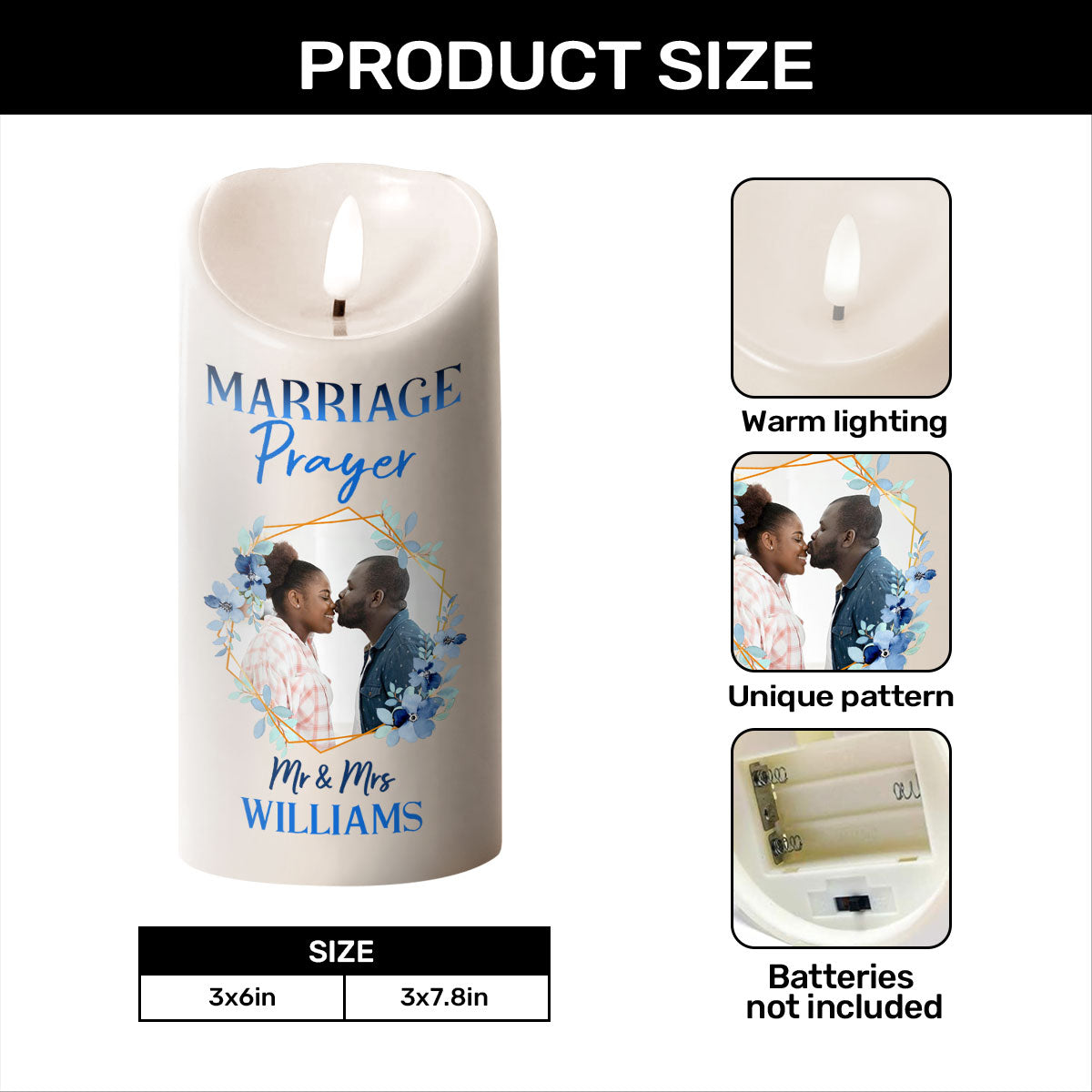 Marriage Prayer - Personalized Flameless LED Candle