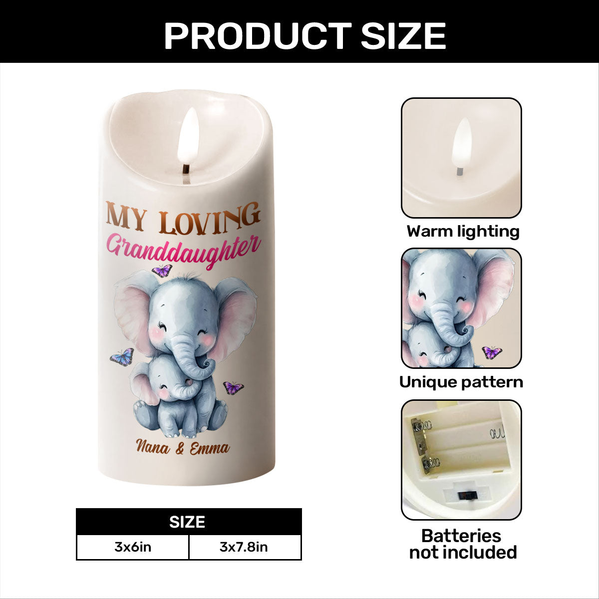 To My Granddaughter I Love You - Personalized Flameless LED Candle