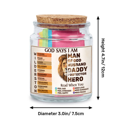 God Says I Am Man Of God - Personalized Bible Verse Jar For Dad